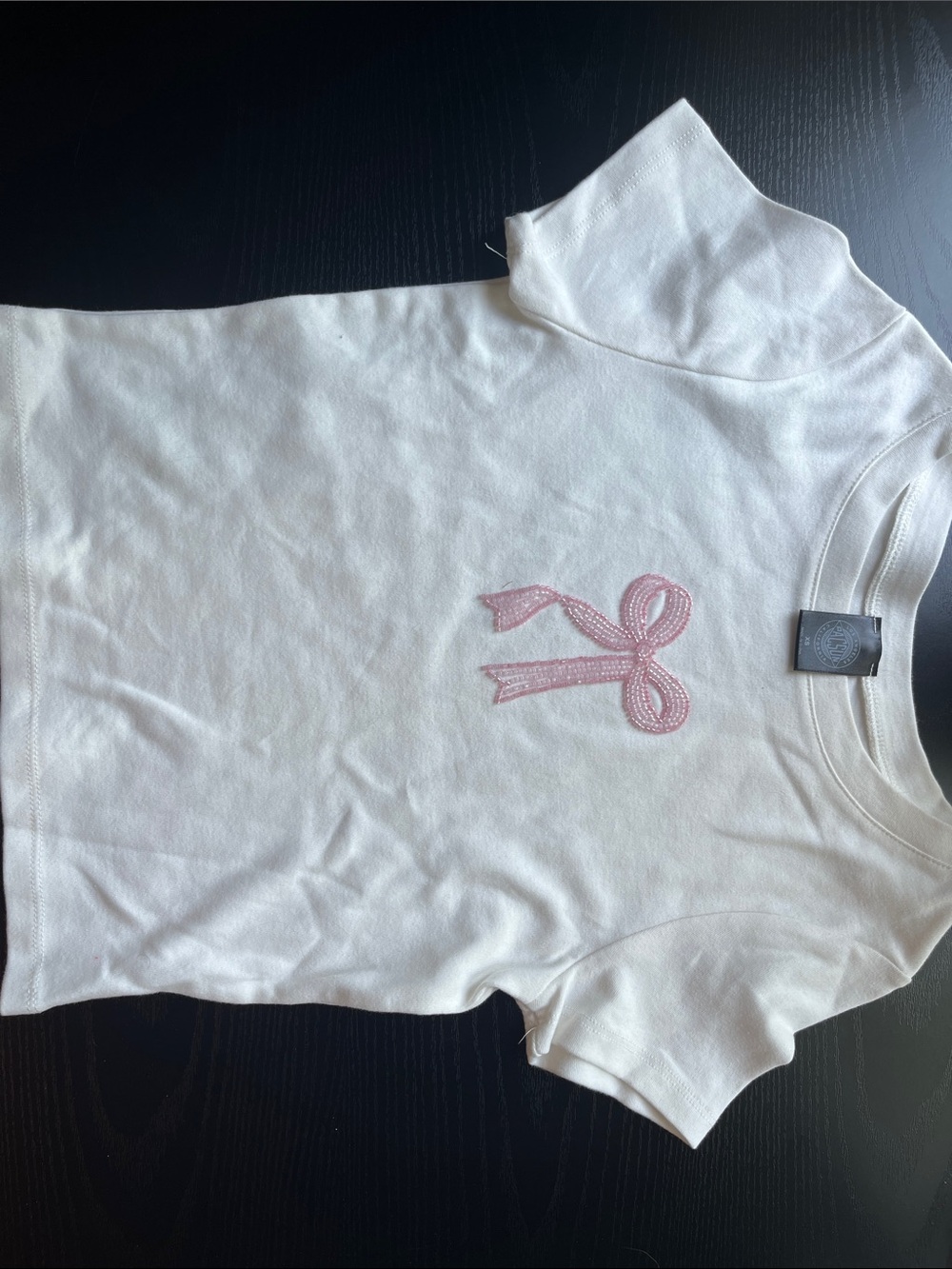 PacSun White Short Sleeve Tee with Pink Bow Patch